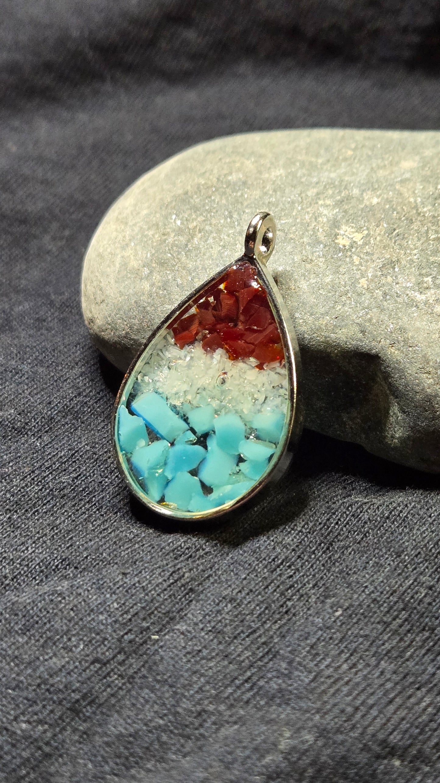 Turquoise & Coral Teardrop Pendant