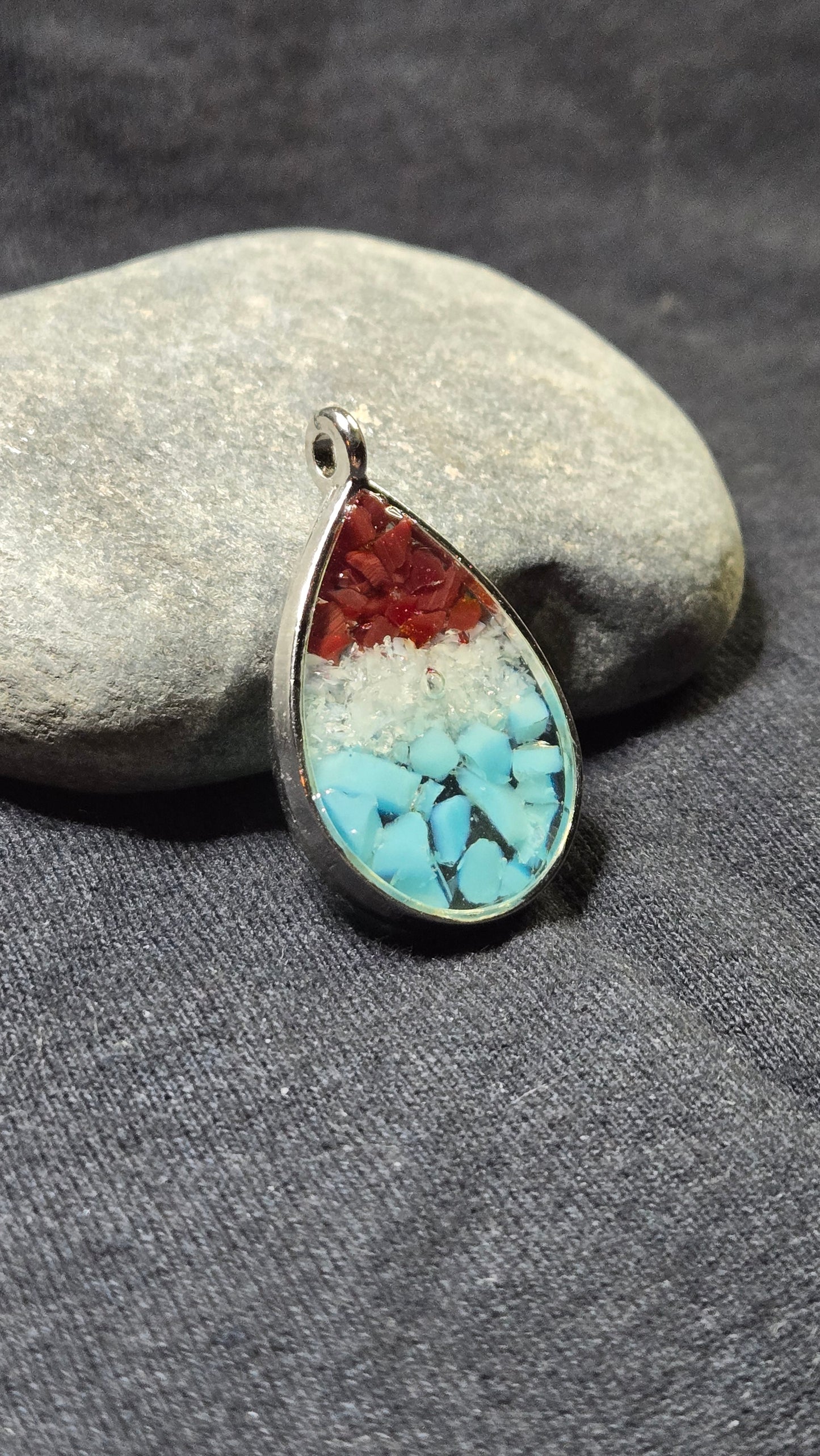 Turquoise & Coral Teardrop Pendant