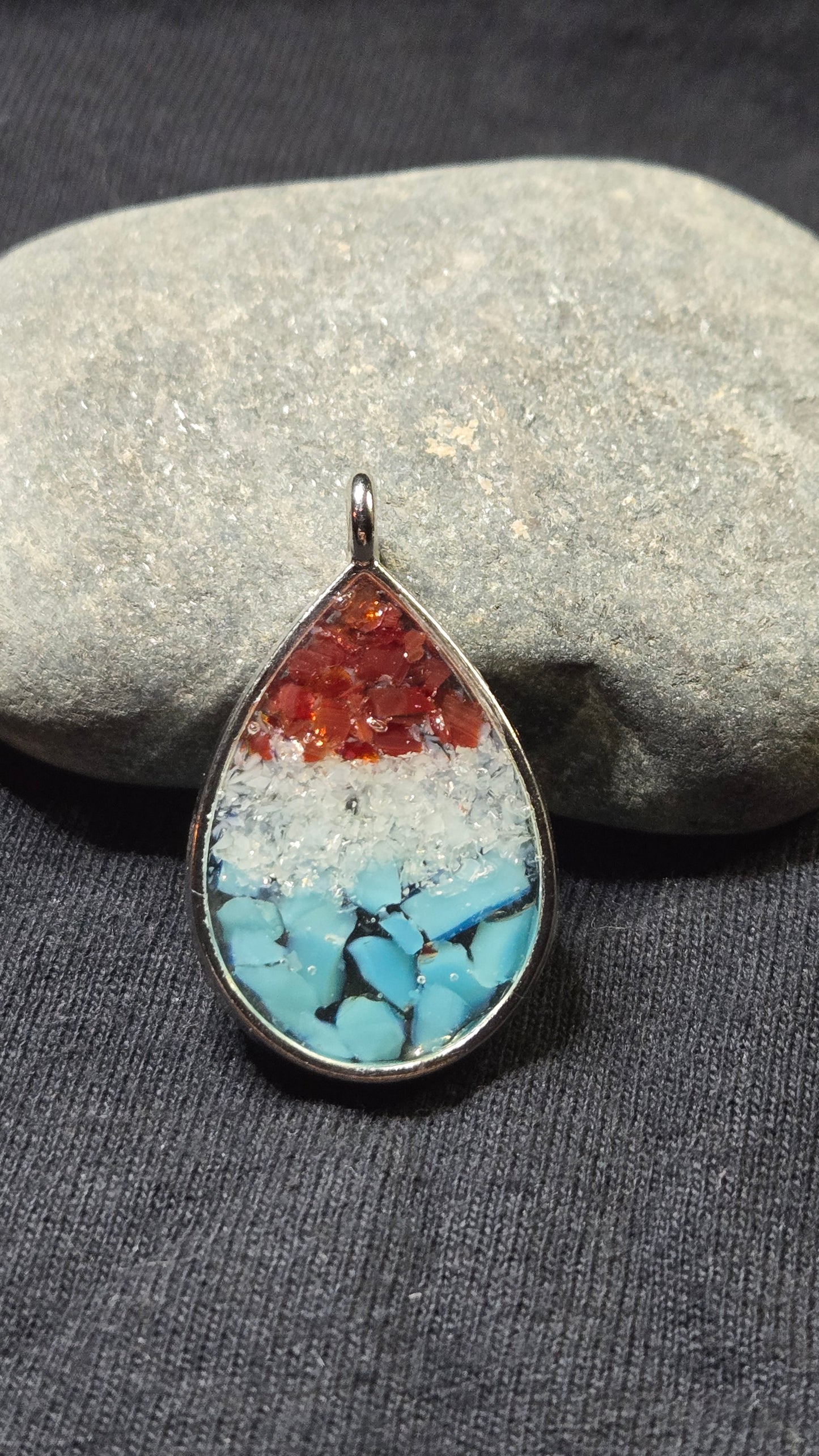 Turquoise & Coral Teardrop Pendant