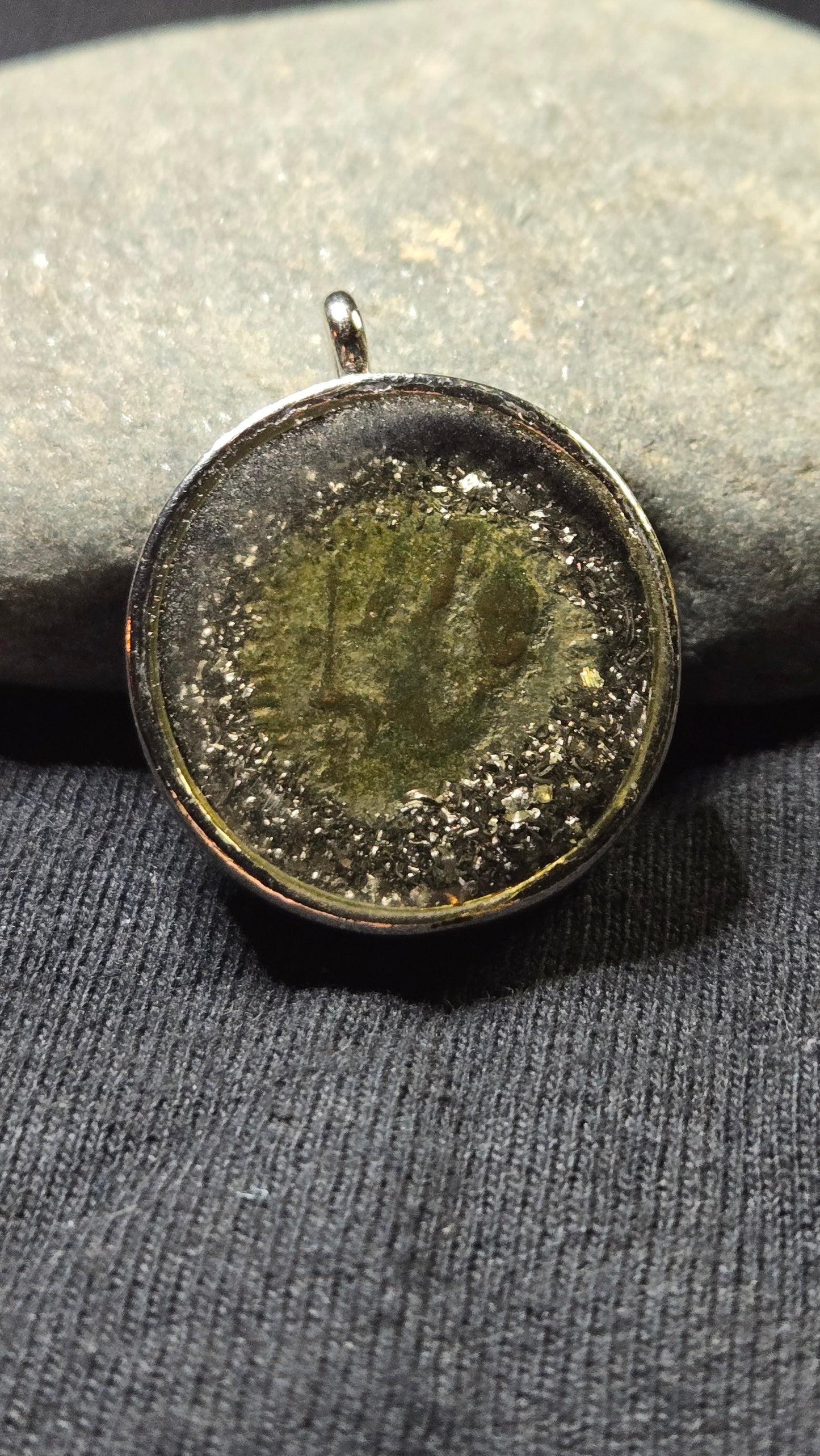 Ancient Roman Coin & Meteorite Pendant