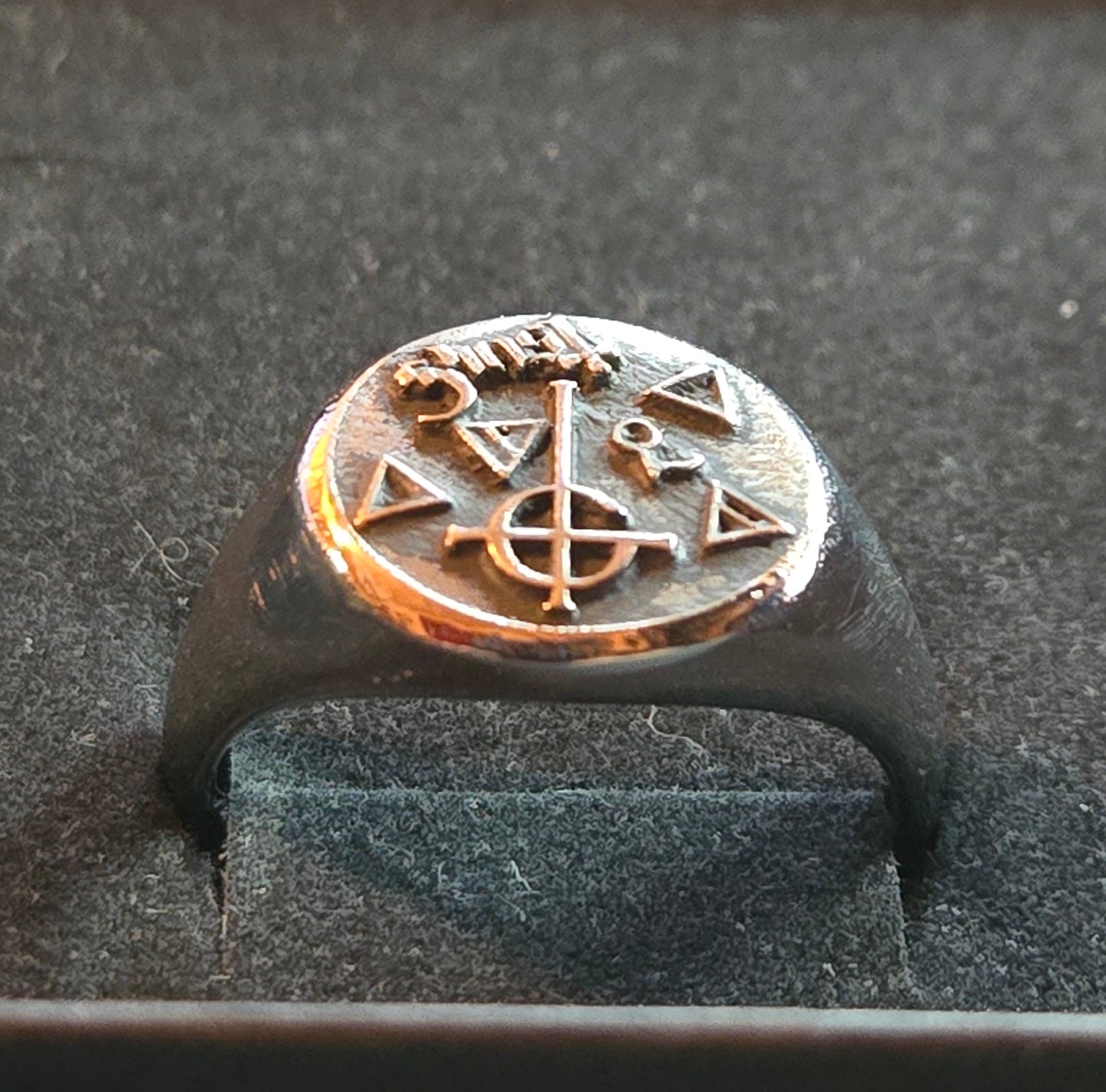 Ghost-Themed Engraved Stainless Steel Signet Ring (Size 11)