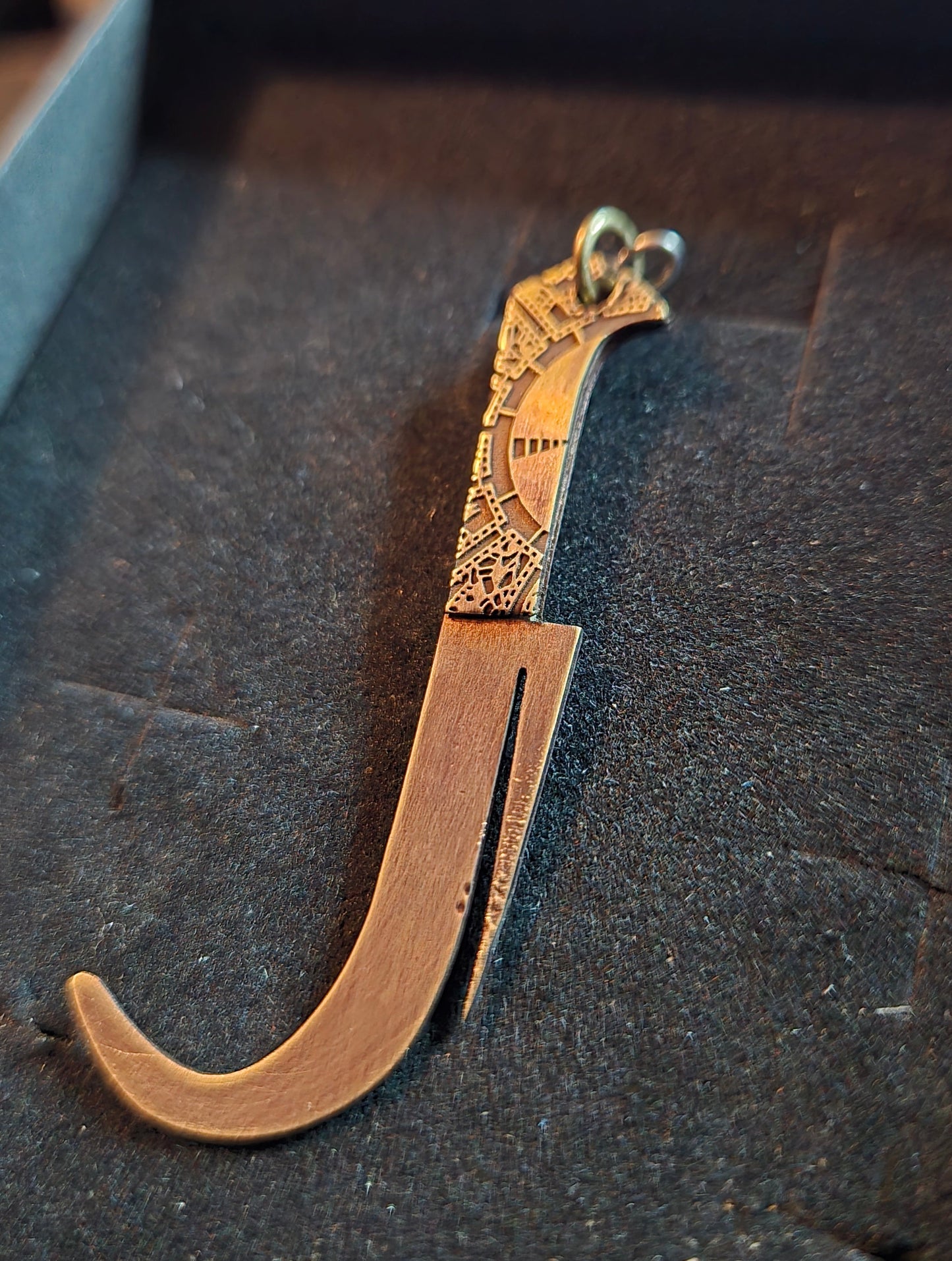 Double-Sided Brass Female Cenobite Hooked Blade Pendant