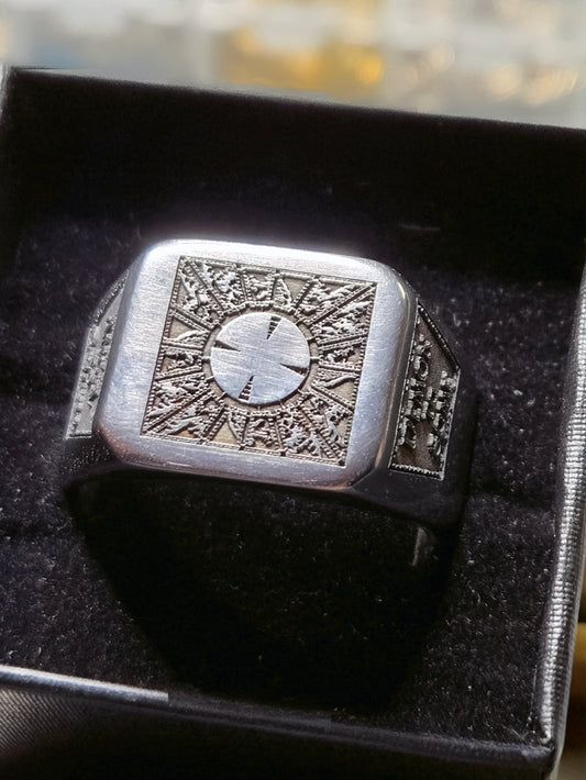 Stainless Steel Lament Configuration Signet Ring