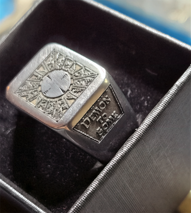 Stainless Steel Lament Configuration Signet Ring